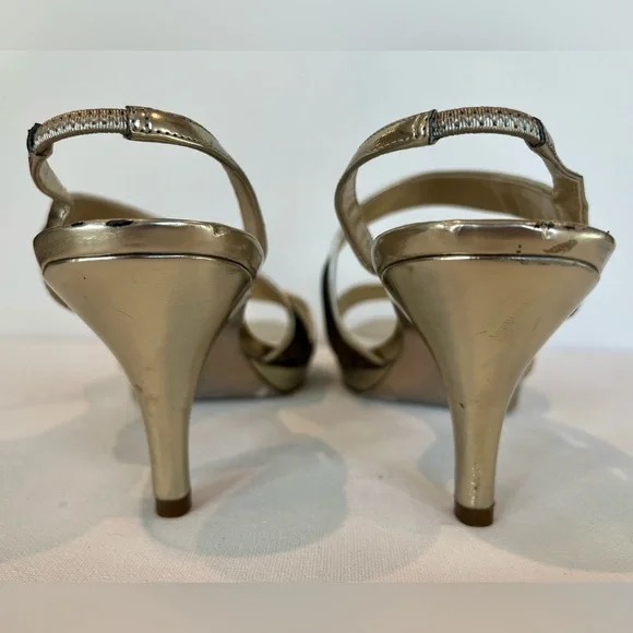 Nina Women’s Leather Slingback Gold Silver Heels Size 9.5 - Picture 10 of 10